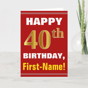 Bold, Rouge, Faux Gold 40e anniversaire avec carte