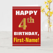 Bold, Rouge, Faux Gold 4e anniversaire avec carte  (Fleur jaune)