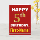 Bold, Rouge, Faux Gold 5e anniversaire avec carte (Fleur jaune)
