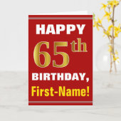 Bold, Rouge, Faux Gold 65e anniversaire avec carte (Fleur jaune)
