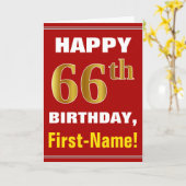 Bold, Rouge, Faux Gold 66e anniversaire avec carte (Fleur jaune)