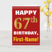 Bold, Rouge, Faux Gold 67e anniversaire avec carte (Fleur jaune)