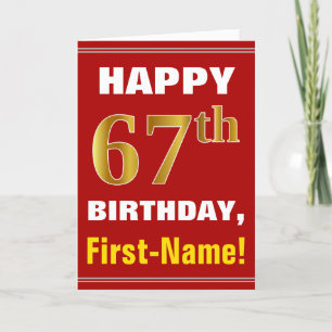 Bold, Rouge, Faux Gold 67e anniversaire avec carte