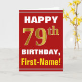 Bold, Rouge, Faux Gold 79e anniversaire avec carte (Fleur jaune)
