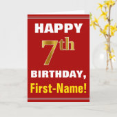 Bold, Rouge, Faux Gold 7e anniversaire avec carte (Fleur jaune)