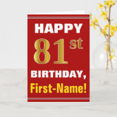Bold, Rouge, Faux Gold 81e anniversaire avec carte (Fleur jaune)