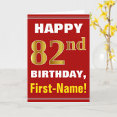 Bold, Rouge, Faux Gold 82e anniversaire avec carte (Fleur jaune)