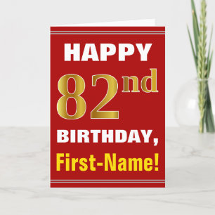 Bold, Rouge, Faux Gold 82e anniversaire avec carte