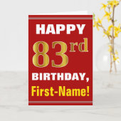 Bold, Rouge, Faux Gold 83e anniversaire avec carte (Fleur jaune)