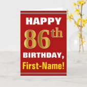 Bold, Rouge, Faux Gold 86e anniversaire avec carte (Fleur jaune)