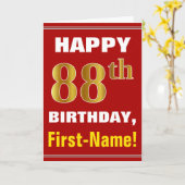Bold, Rouge, Faux Gold 88e anniversaire avec carte (Fleur jaune)