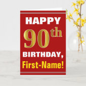 Bold, Rouge, Faux Gold 90e anniversaire avec carte (Fleur jaune)