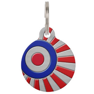 Bold Roundel Sunburst Design in koolstofvezelstijl Huisdierpenning