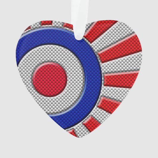 Bold Roundel Sunburst Design in koolstofvezelstijl Ornament (achterkant)