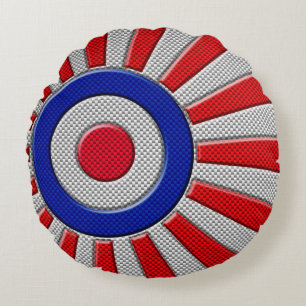 Bold Roundel Sunburst Design in koolstofvezelstijl Rond Kussen