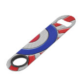 Bold Roundel Sunburst Design in koolstofvezelstijl Speed Flessenopener (Voorkant Gekanteld)