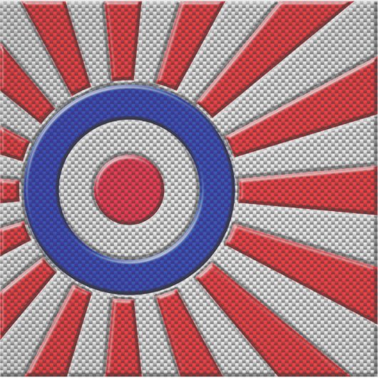 Bold Roundel Sunburst Design in koolstofvezelstijl Sticker (Voorkant)