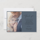 Bold Royal Blue weelde, typografie foto bruiloft Bedankkaart (Achterkant)