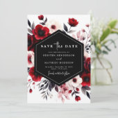 Bold Rustic Crimson Red Wedding Save The Date (Staand voorkant)