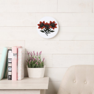 Bold Scarlet Blooms Ronde Klok