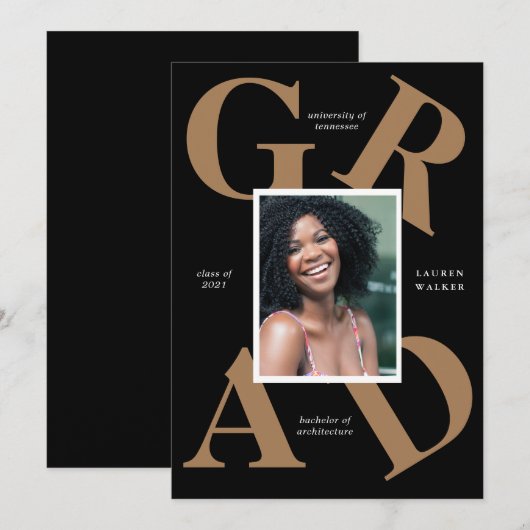 bold script couleurs de l'école faire-part (Devant / Derrière)