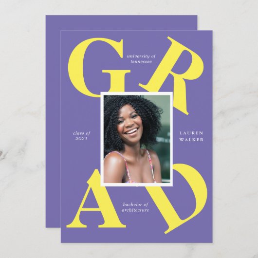 bold script couleurs de l'école faire-part (Devant / Derrière)