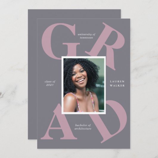 bold script couleurs de l'école faire-part (Devant / Derrière)