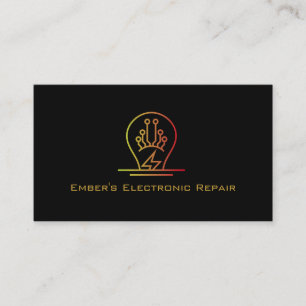 Bold Simple Electronic Repair Black Neon Bulb Logo Visitekaartje