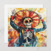 Bold Skeleton Art Day van de doden Kaart (Voorkant / Achterkant)