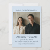 Bold Soft Blue Photo Modern Wedding Typography Kaart (Voorkant)