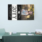 Bold Sporty Black en White Photo Afstuderen Spandoek (Beurs)