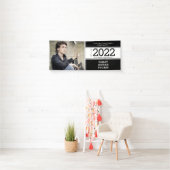 Bold Sporty Black White Photo Afstuderen Spandoek (Insitu)
