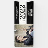 Bold Sporty Black White Photo Afstuderen Spandoek (Verticaal)