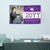 Bold Sporty Paars Photo Afstuderen Spandoek (Beurs)
