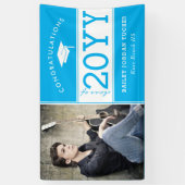 Bold Sporty Sky Blue Photo Afstuderen Spandoek (Verticaal)