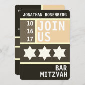 Bold Star van David Bar Mitzvah Uitnodiging (Voorkant / Achterkant)