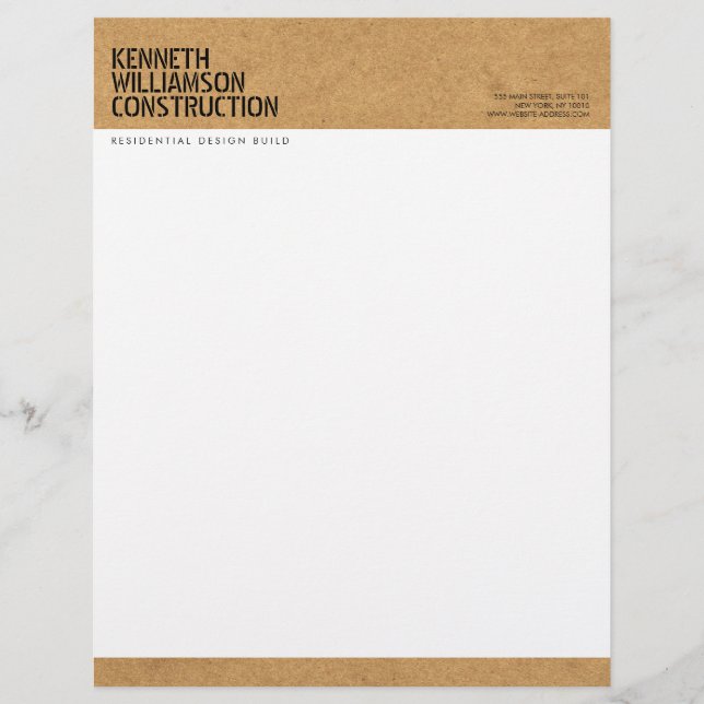 Bold Stenciled Particle Board Construction Briefhoofd (Voorkant)