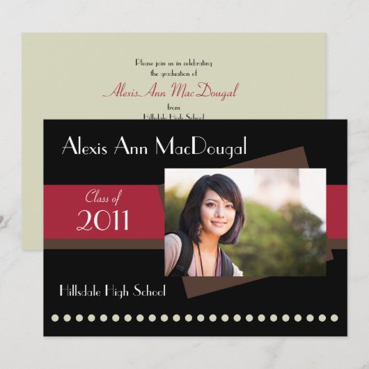 Bold Stripe Afstuderen Aankondiging (rood) (Voorkant / Achterkant)