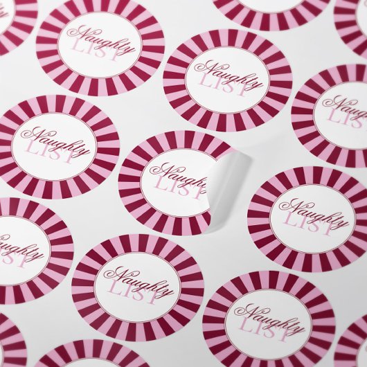 Bold stripe Naughty list Christmas Party sticker