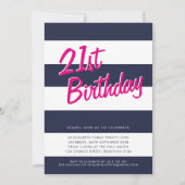 BOLD STRIPED fête d'anniversaire INVITATION marine (Devant)