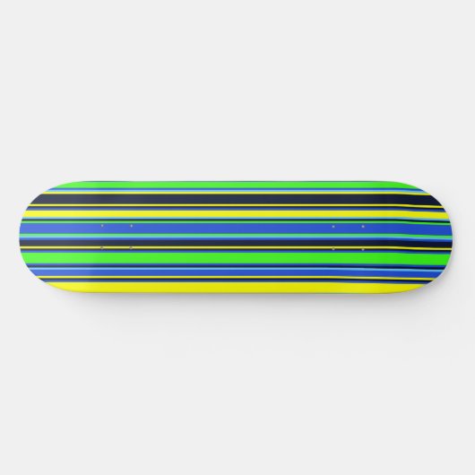 Bold Striped Skateboard - Blue, Lime, and Yellow (Horz)
