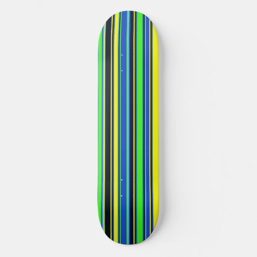 Bold Striped Skateboard - Blue, Lime, and Yellow (Recto)