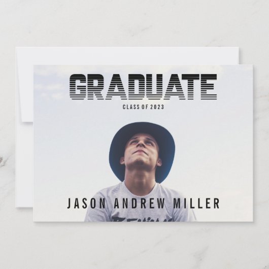 Bold Striped Typografie Afstuderen Jongen aankondi Aankondiging (Voorkant)