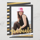Bold Stripes Foto Afstuderen Aankondiging (Voorkant / Achterkant)