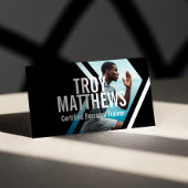 Bold Strong Modern Personal Trainer Fitness Photo  Visitekaartje
