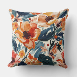 Bold Sunset Blooms Warm Floral Botanical Pattern Kussen