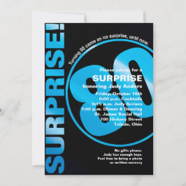 Bold Surprise Birthday Invitation - Blue 80th Kaart