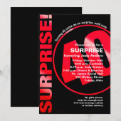 Bold Surprise Birthday Invitation - Red 40th Kaart (Voorkant / Achterkant)