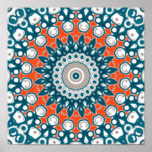 Bold Teal and Coral Symmetrical Mandala Poster (Voorkant)