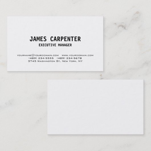 Bold Text Black White — uniek, modern, professione Visitekaartje (Voorkant / Achterkant)